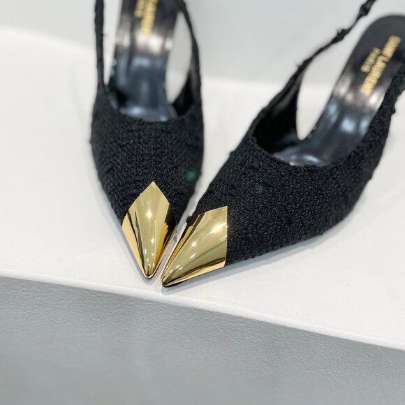 Saint Laurent Slingback Tweed In Size 37/ 10 cm heel / Never Worn - Picture 6 of 7